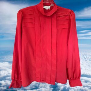 Vintage Oscar de la Renta Expressions 8 Red Button Front Short Sleeve